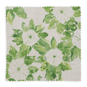 Folio linen by Bethie Tricks in green and white, full repeat of a leaf medallion print
