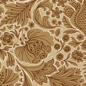 Folk Floral wallpaper by Parker and Jules in beige, flat sample of bold folk flowers