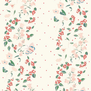 Frida wallpaper by Claire de Quénetain in cream, full repeat of a hand-painted floral design