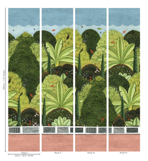 Gardenia wallpaper by Deus ex Gardenia in green, flat sample of large tropical leaves