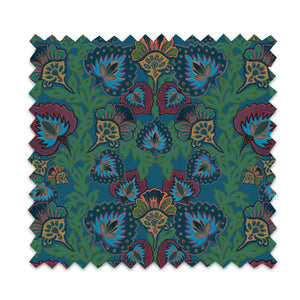 Garden of India velvet by Tatie Lou in teal, full repeat of an Indian-style garden medallion