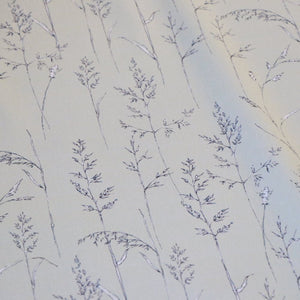 Cornish Meadow linen by Seed Home Designs in green, draped close-up of fine meadow grasses