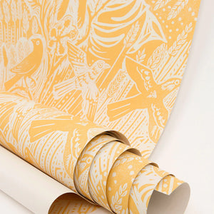 Harvest Hare wallpaper by St. Jude's in yellow, roll showing hares among grasses