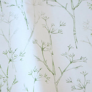 Sweet Herb Fennel linen by Seed Home Designs in white, draped close-up of delicate fennel stems