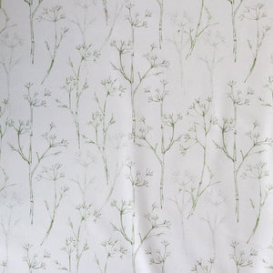 Sweet Herb Fennel fabric by Seed Home Designs in green, in soft folds showing delicate fennel stems