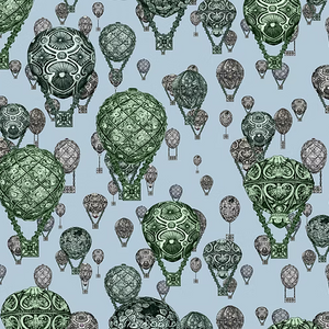 Hot Air Balloons wallpaper by Dami and Em Design in blue, full repeat of hot-air balloons