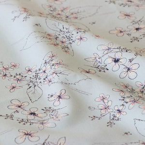 Hydrangea Paniculata in Soft Grey fabric by Seed Home Designs in grey, draped, showing hydrangea flower heads
