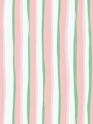 Beside the Seaside velvet by Annika Reed in pink and green, flat sample of seaside stripes