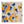 Inky linen by Bethie Tricks in blue and orange, full repeat of inky blots