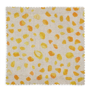 Inky linen by Bethie Tricks in yellow, flat sample of inky blots