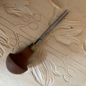 Ivy linen by Annika Reed, the artist's artwork in progress showing ivy trails and stripes