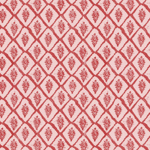 Jaipur wallpaper by Annika Reed in red, pattern sample of block-print medallions