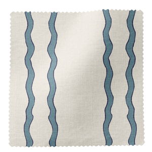 Jester Lines Linen Fabric in Blue