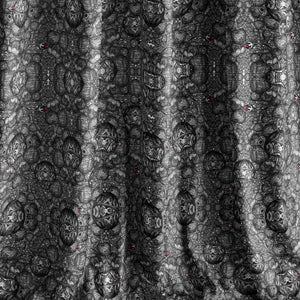Jewelled Orchard velvet by Dami and Em Design in black, draped, showing a jewelled ornamental pattern