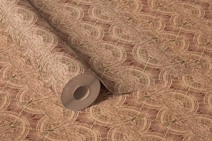 Lace wallpaper by Dami and Em Design in coral, roll showing a lace pattern