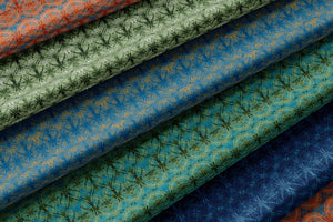Lace velvet by Dami and Em Design in indigo, draped, showing a lace pattern