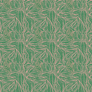 Agnes Lustre velvet by Tatie Lou in green and pink, flat sample of swirling wave lines