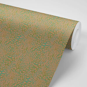 Leopard wallpaper by Tatie Lou in gold, pattern sample of a leopard-spot print