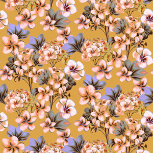 Les Fleurs wallpaper by Tatie Lou in yellow, full repeat of dense painterly flowers
