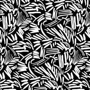Lieu Abandonne linen by Claire de Quénetain in black, full repeat of bold abstract brushstrokes