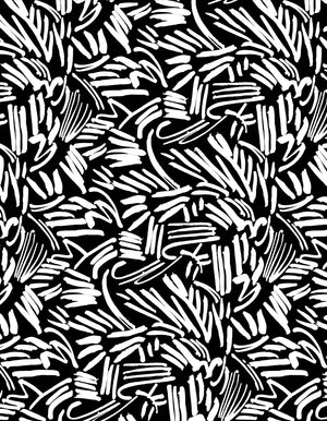Lieu Abandonne linen by Claire de Quénetain in black, full repeat of bold abstract brushstrokes
