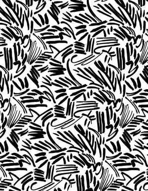 Lieu Abandonne linen by Claire de Quénetain in white, flat sample of bold abstract brushstrokes