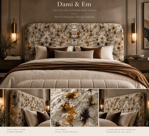 Ashed Marble velvet by Dami and Em Design in grey, look book page showing a marbled design