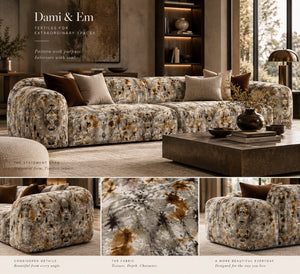 Ashed Marble velvet by Dami and Em Design in grey, style sheet showing a marbled design