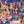 Mayhem Mansion wallpaper by Brand McKenzie in blue, close-up of animals partying in a mansion