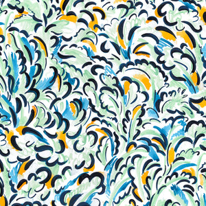 Melodie Sauvage linen by Claire de Quénetain in orange, full repeat of wavy ribbon stripes