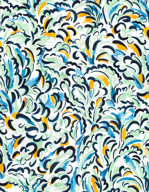 Melodie Sauvage linen by Claire de Quénetain in orange, full repeat of wavy ribbon stripes