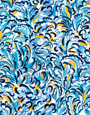 Melodie Sauvage linen by Claire de Quénetain in blue, flat sample of wavy ribbon stripes