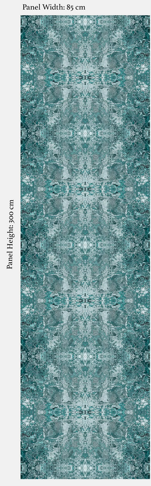 Mirage in Blue Green grasscloth by Dami and Em Design in blue and green, full repeat of a woven design