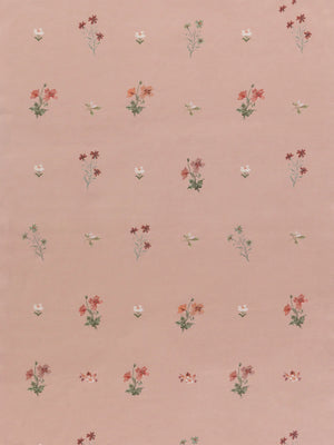 Mitford linen by Parker and Jules in pink, full repeat of scattered embroidered flowers