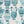 Muggle of Jugs linen by Annika Reed in blue, close-up of painted jugs and vases