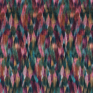 Spectre Ikat wallpaper by Victoria Sanders in multicolour, flat sample of a blurred ikat design