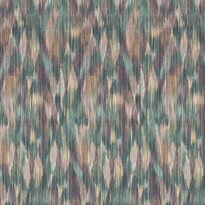 Spectre Ikat wallpaper by Victoria Sanders in red, full repeat of a blurred ikat design