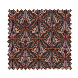 Mumbai Deco velvet by Tatie Lou in brown, flat sample of Deco fan shapes