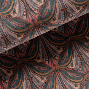 Mumbai Deco velvet by Tatie Lou in brown, in soft folds showing Deco fan shapes