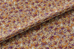 Mystical Forest Midnight Meadows velvet by Dami and Em Design in black and orange, full repeat of a forest of flowers