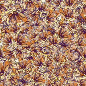 Mystical Forest Midnight Meadows velvet by Dami and Em Design in black and orange, flat sample of a forest of flowers