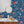 Ocean Waves wallpaper by Brand McKenzie in blue, sea creatures in rolling waves on a bathroom wall