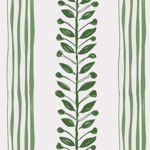 Olive wallpaper by Annika Reed in green, close-up of olive branch stripes