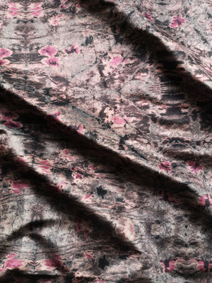 Pale Rose Marble velvet by Dami and Em Design in pink, draped, showing a marble design