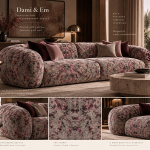 Pale Rose Marble velvet by Dami and Em Design in pink, a marble design in a living room