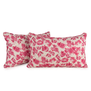 Paperflower linen by Bethie Tricks in pink, painted paper flowers as a cushion