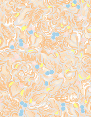 Paradeisos linen by Claire de Quénetain in green and pink, pattern sample of a hand-painted floral design