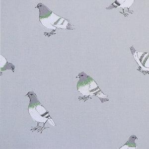 Pigeon in Grey fabric by Seed Home Designs in grey, full repeat of watercolour pigeons