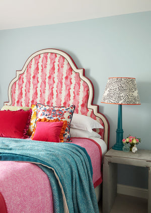 Waves linen by Bethie Tricks in pink, inky waves in a bedroom