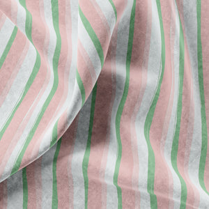 Beside the Seaside velvet by Annika Reed in pink and green, in soft folds showing seaside stripes